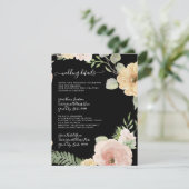 Bloral Boho Blush Mustard Foliage Hochzeitdetails Einladung (Stehend Vorderseite)