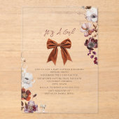 Bloral Bow Fall Winter Girl Babydusche Einladung (Vorderseite)