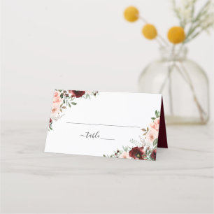 Bloral Burgund Blush Grüne Elegante Platzkarte