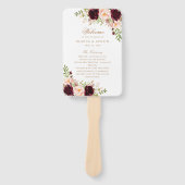 Bloral Burgundy Blush Elegantes Gold Hochzeitsprog Fächer (Vorderseite)