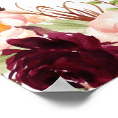Bloral Burgundy Blush Elegantes Hochzeitszeichen Poster (Ecke)