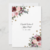 Bloral Burgundy Blush Gold Geometric Wedding Einladung (Rückseite)