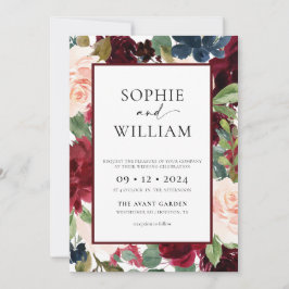 Bloral Burgundy Blush Hochzeit Einladung