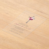 Bloral Burgundy Blush Silver Cross Girl Taufe Acryleinladungen (Ablage )