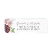 Bloral Burgundy Blush Wedding Rücksendeadresse (Vorne)