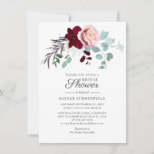 Bloral Burgundy Eucalyptus Foliage Brautparty Einladung (Vorderseite)