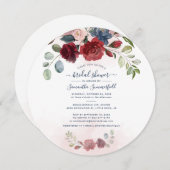 Bloral Burgundy Eukalyptus Greenery Brautparty Einladung (Vorne/Hinten)