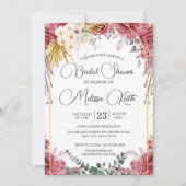 Bloral Burgundy Gold Eukalyptus Brautparty Einladung (Vorderseite)