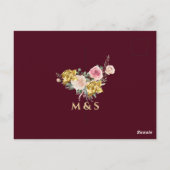 Bloral Burgundy Gold Eukalyptus Brautparty Postkarte (Rückseite)