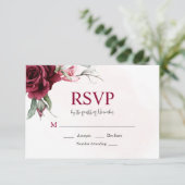 Bloral Burgundy Greenery Wedding RSVP Card Karte (Stehend Vorderseite)