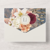 Bloral Burgundy und Dusty Blue Wedding All In One Einladung (Rückseite)