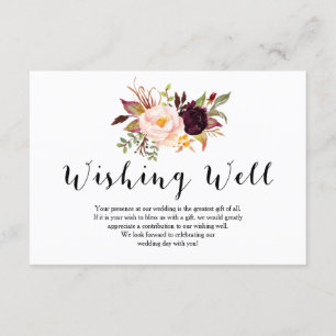 Bloral Burgundy Wedding Wishing Well Card Einladung