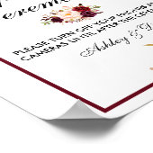 Bloral Burgundy Wedding Zeremony Unplugged Poster (Ecke)