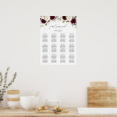 Bloral Burgundy White Gold Hochzeitstabelle Poster (Küche)