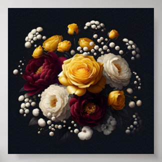 Bloral Burgundy Yellow Sublimationsdruck Poster