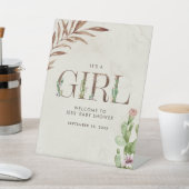 Bloral Cactus Leather Baby Dusche Empfang Sockelschild (In SItu)