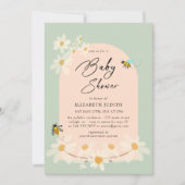 Bloral Daisy Bees Baby Shower Einladung (Vorderseite)