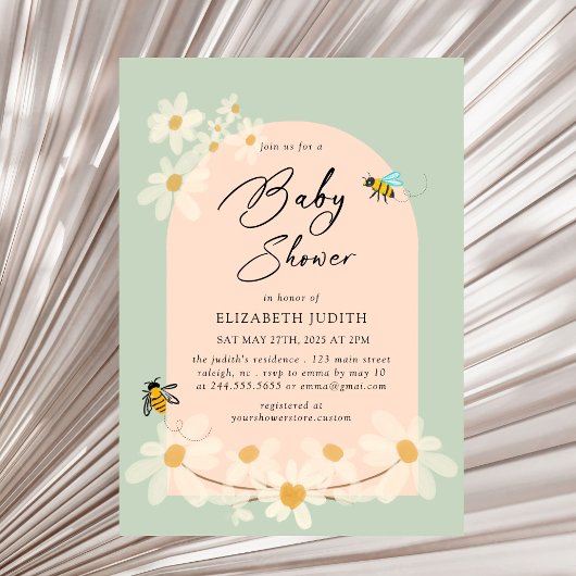 Bloral Daisy Bees Baby Shower Einladung