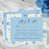Bloral Dusty Blue Country Garden Wedding RSVP Card Einladungspostkarte