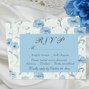 Bloral Dusty Blue Country Garden Wedding RSVP Card Karte