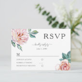 Bloral Dusty Rose Blush Pink Peonies Wedding RSVP (Stehend Vorderseite)