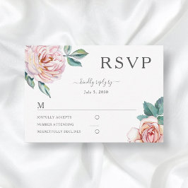 Bloral Dusty Rose Blush Pink Peonies Wedding RSVP
