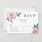 Bloral Dusty Rose Blush Pink Peonies Wedding RSVP Karte (Vorderseite)
