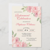 Bloral Elegante Rose für Frauenruhestand Einladung (Vorderseite)