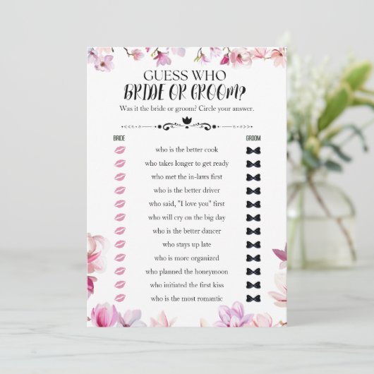 Bloral erraten, wer Brautparty bricht oder pflegt Einladung (Stehend Vorderseite)