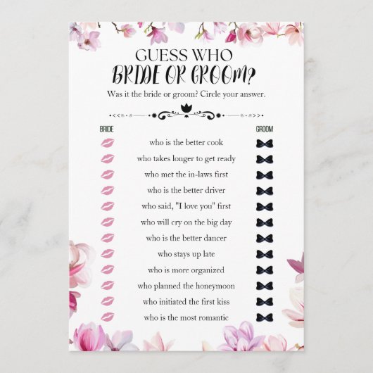 Bloral erraten, wer Brautparty bricht oder pflegt Einladung (Vorderseite)