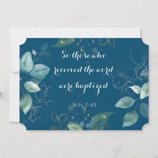 Bloral Erwachsene Taufe Custom Foto Einladung (Rückseite)