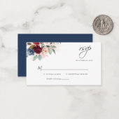 Bloral Eukalyptus Burgundy Wedding RSVP Card Mitteilungskarte (Vorderseite/Rückseite Beispiel)