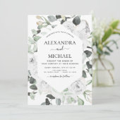 Bloral Eukalyptus Greenery Wedding Einladung (Stehend Vorderseite)