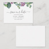 Bloral Eukalyptus Script Greenery Save the Date Mitteilungskarte (Vorne/Hinten)