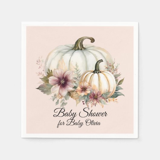 Bloral Fall Pumpkin Blush Pink Baby Girl Dusche Serviette (Vorderseite)