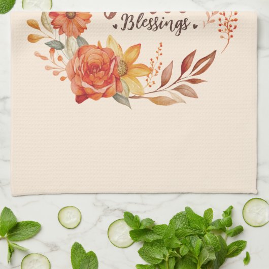 Bloral Fall Segen Geschirrtuch (Gefaltet)