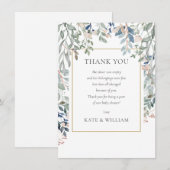 Bloral Foliage Baby Duschgedicht Dankeskarte (Vorne/Hinten)