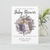 Bloral Foto Maternity Baby Shower Einladungen (Stehend Vorderseite)