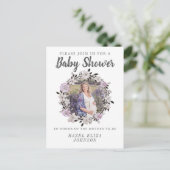 Bloral Foto Maternity Baby Shower Einladungen (Stehend Vorderseite)