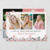 Bloral Geometrische Rose der Graduierungspartei Go Einladung (Vorne/Hinten)