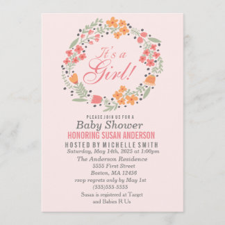 Bloral Girl Baby Shower Einladung
