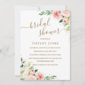 Bloral Gold Blush Brautparty Einladung (Vorderseite)