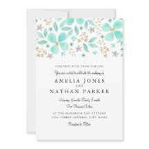 Bloral Gold Mint Leaf Hochzeit Einladung