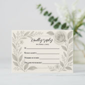 Bloral Graphite Wedding RSVP Card Karte (Stehend Vorderseite)