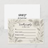 Bloral Graphite Wedding RSVP Card Karte (Vorne/Hinten)