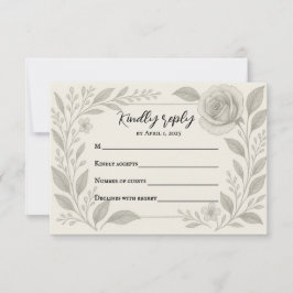Bloral Graphite Wedding RSVP Card Karte