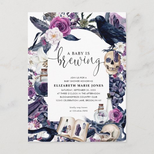 Bloral Halloween Grabstein Baby ist Braudusche Postkarte (Vorderseite)