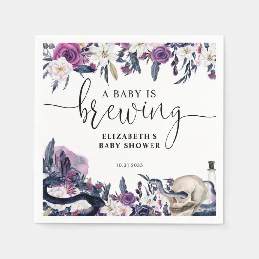 Bloral Halloween Skull Baby ist Braudusche Serviette (Vorderseite)