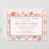 Bloral Heart Baby Dusche Einladung (Vorderseite)