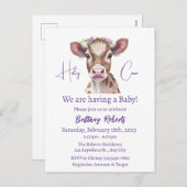 Bloral Highland Cow Baby Shower Einladung (Vorne/Hinten)